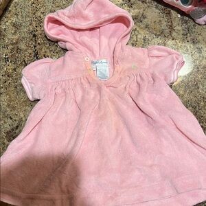 Ralph Lauren Soft Pink Baby Dress with Hood terry cloth great for the beach also